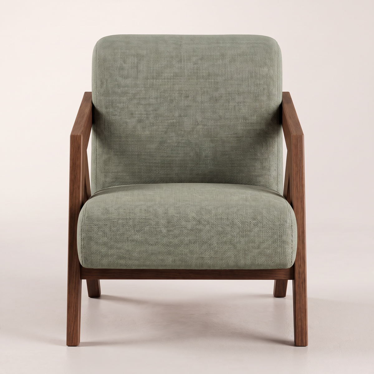 Axis Sage lounge chair, straight front view showing seat, backrest and both armrests