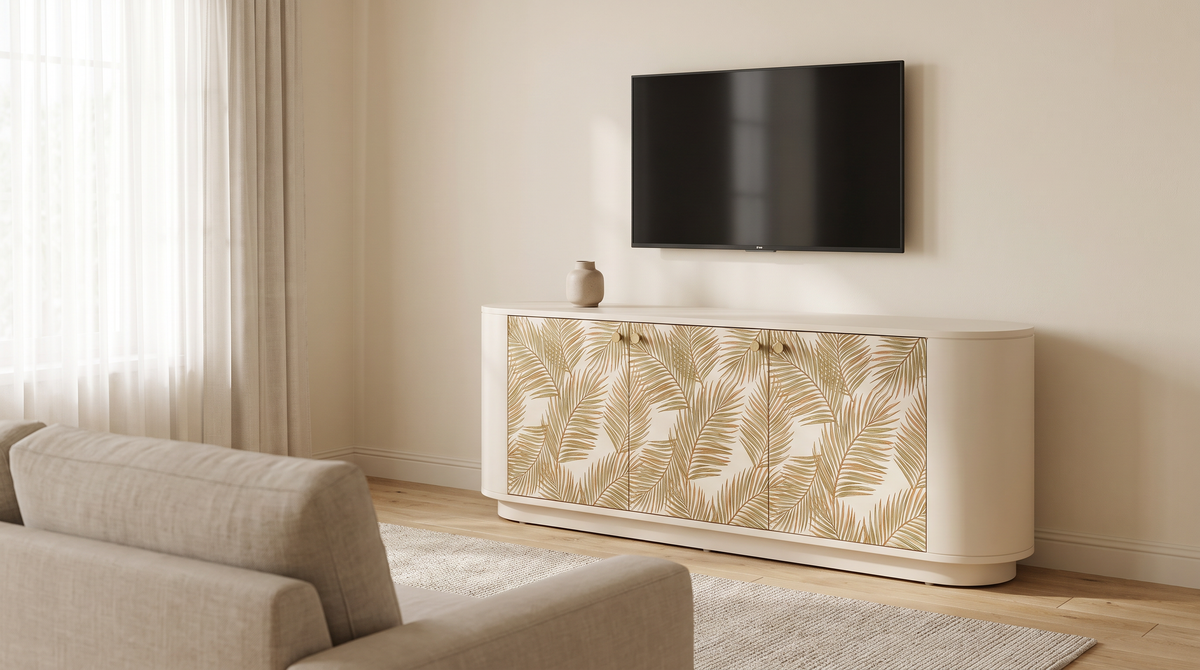Botanica Console TV unit styled in a calm living room