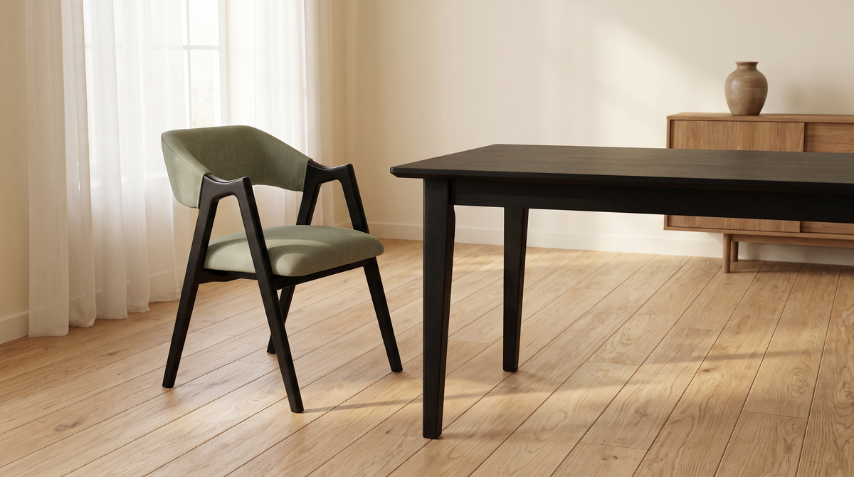 Chair 403 dining armchair styled in a calm dining room