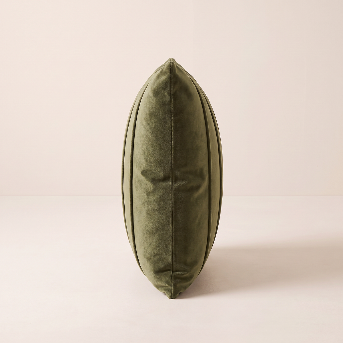 Channel Velvet Cushion edge view showing thickness and knife-edge seam