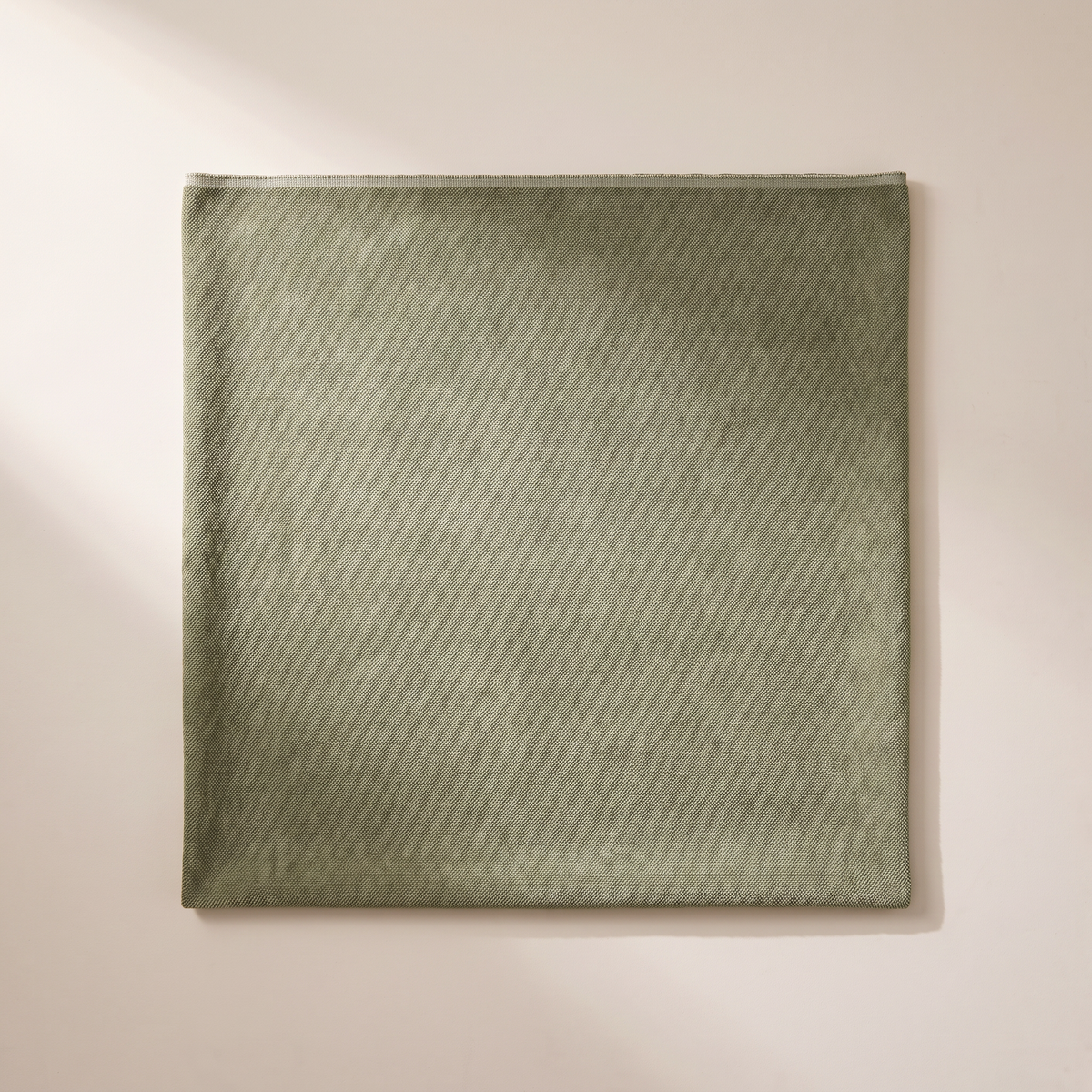 Chenille Sage upholstery fabric, flat swatch seen from above showing the fine woven texture