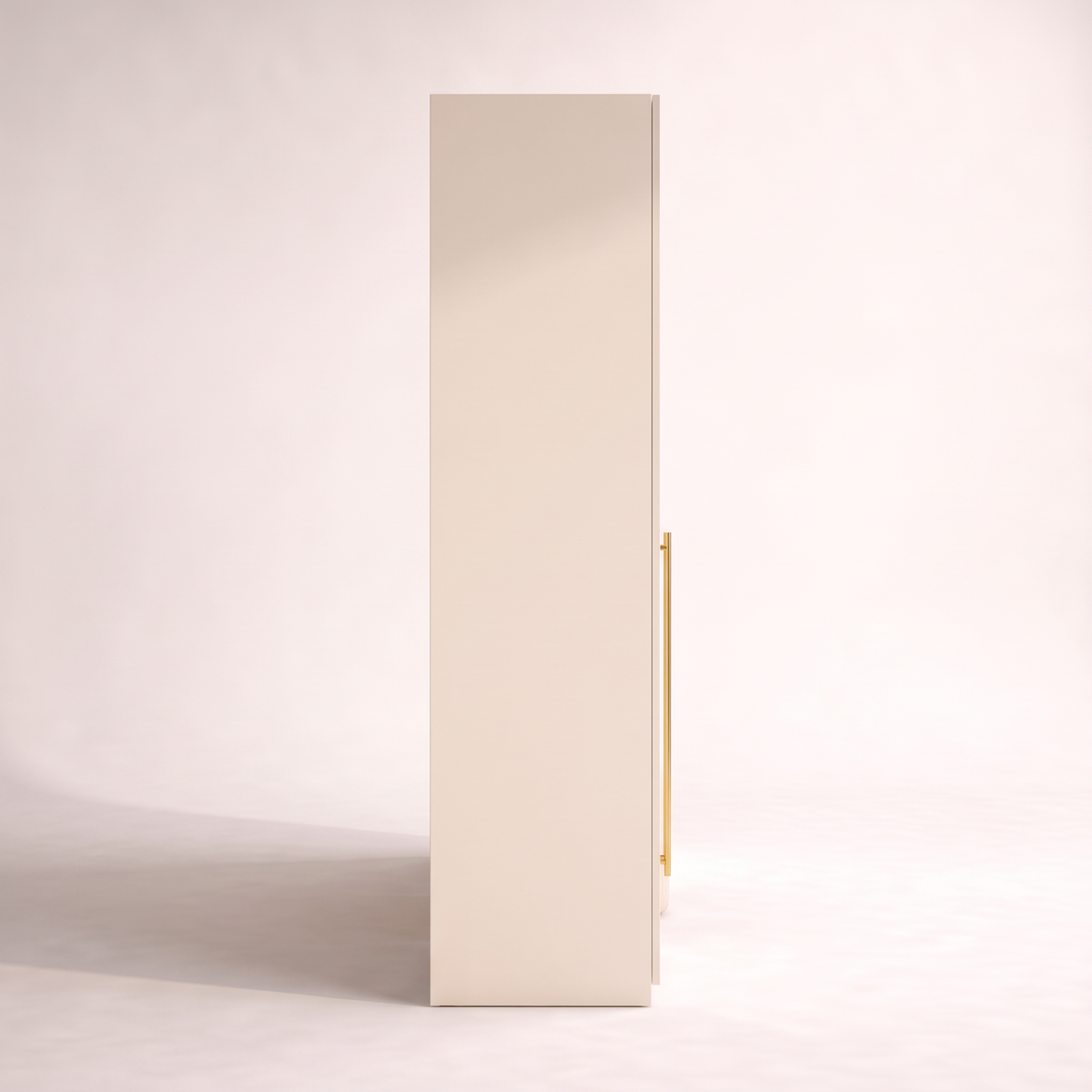 Dresser Wing Wardrobe in ivory lacquer, left side profile