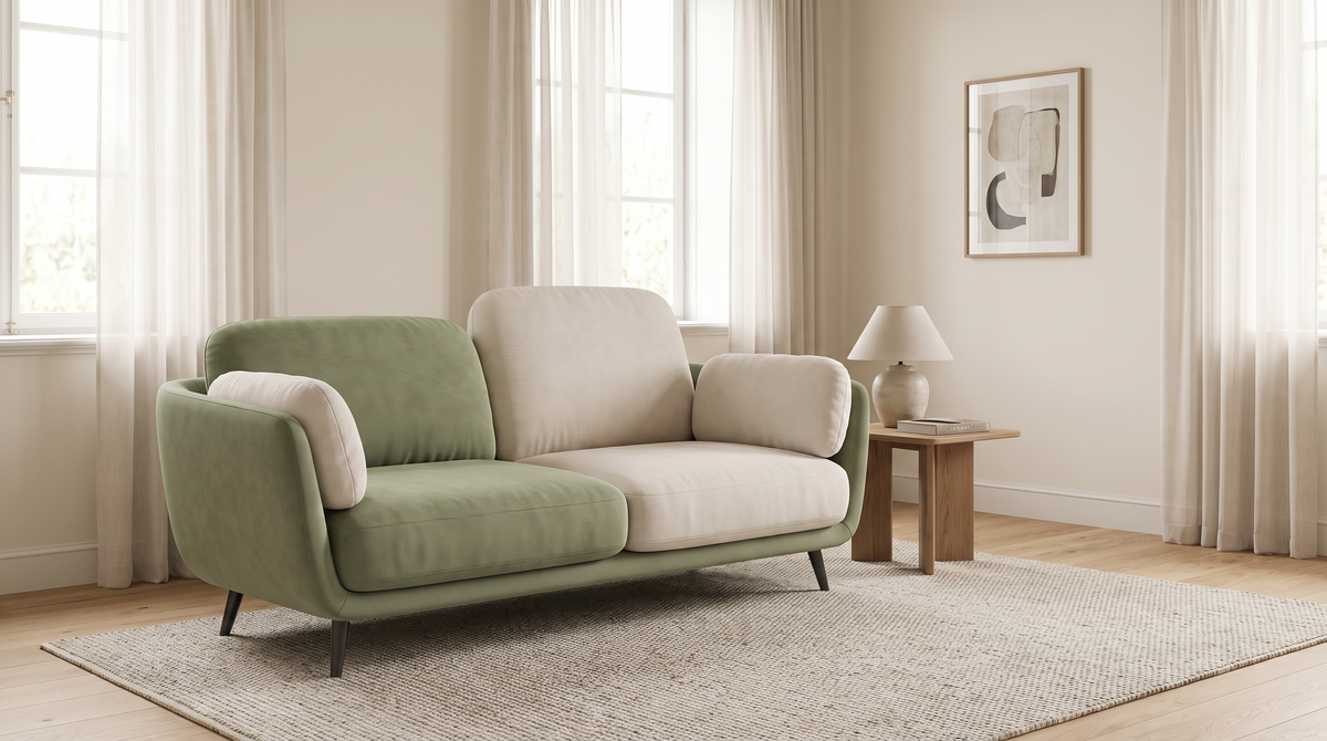 Duet Meadow sofa styled in a calm living room