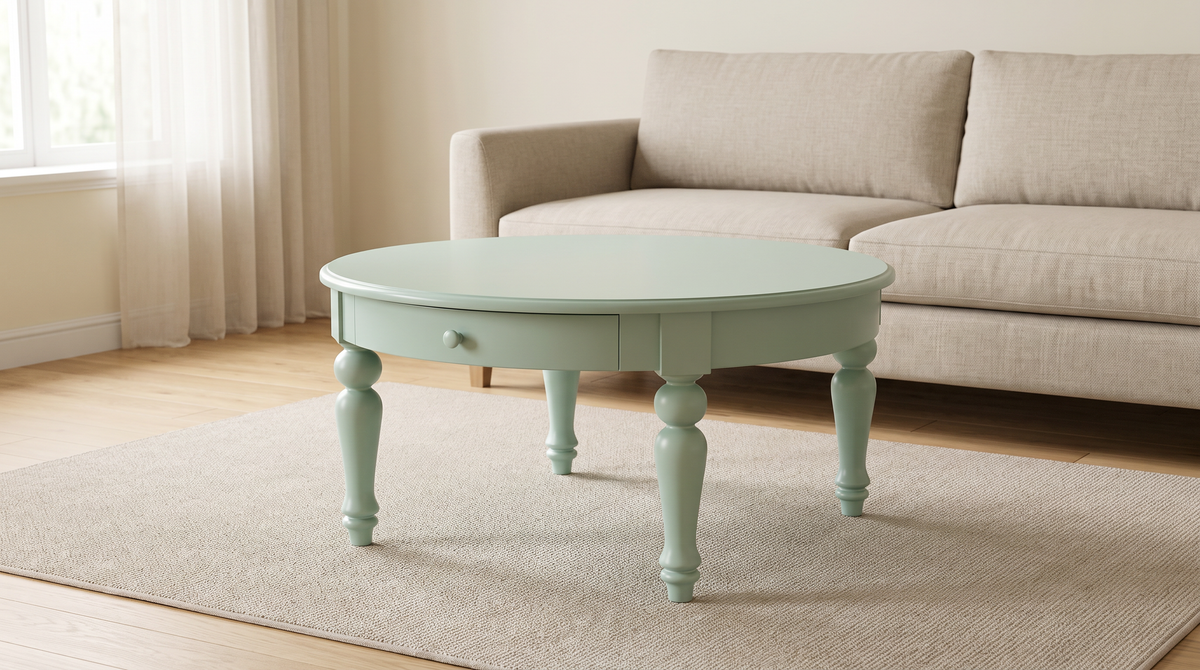 Eden Round coffee table styled in a calm living room