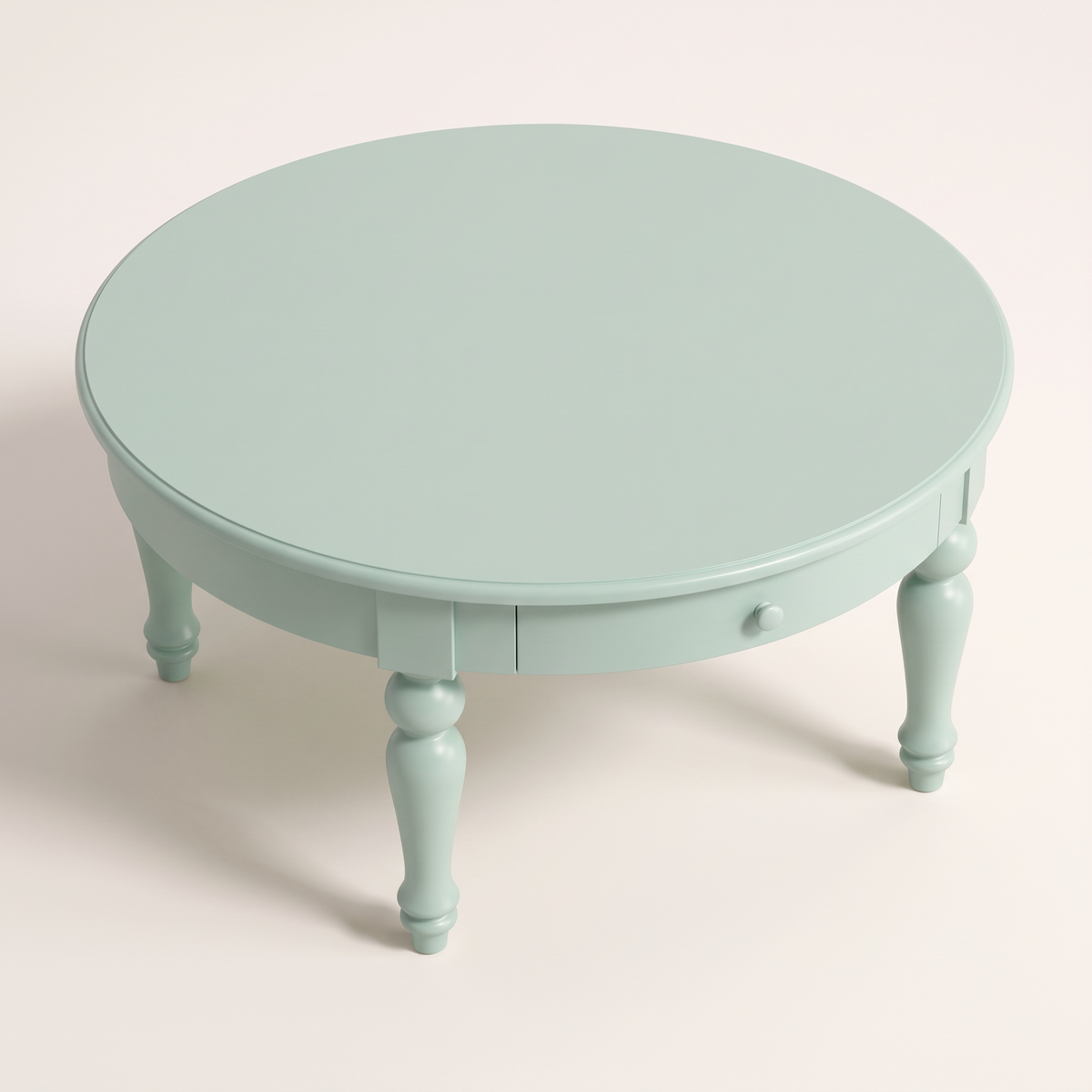 Eden Round coffee table round mint green top, elevated top view