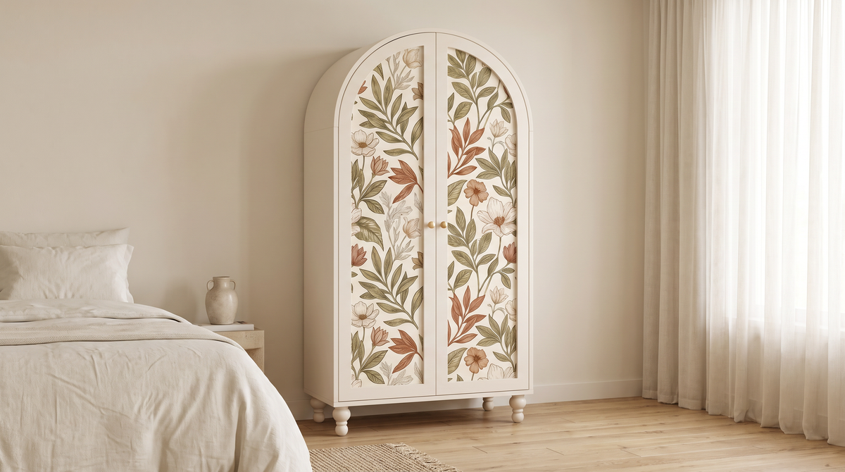Folio Arch Wardrobe styled in a calm bedroom
