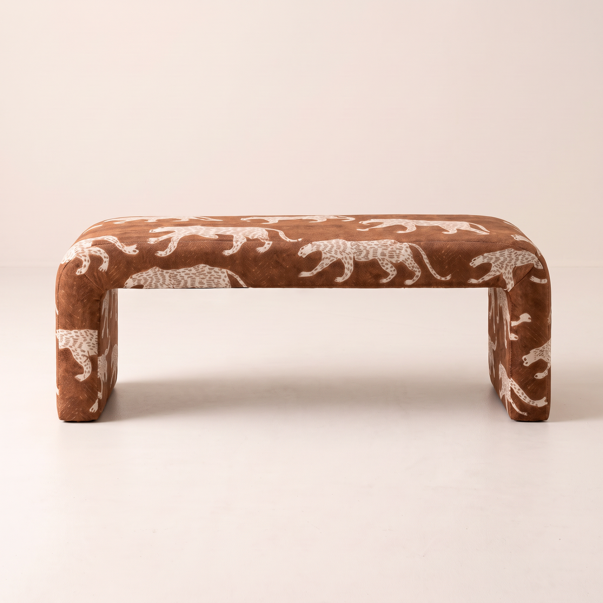 Glyph – Nomad bench, straight front view of the full length and both slab ends