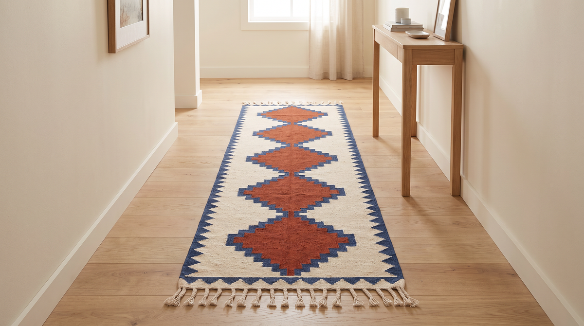Kilim Runner styled along a calm hallway