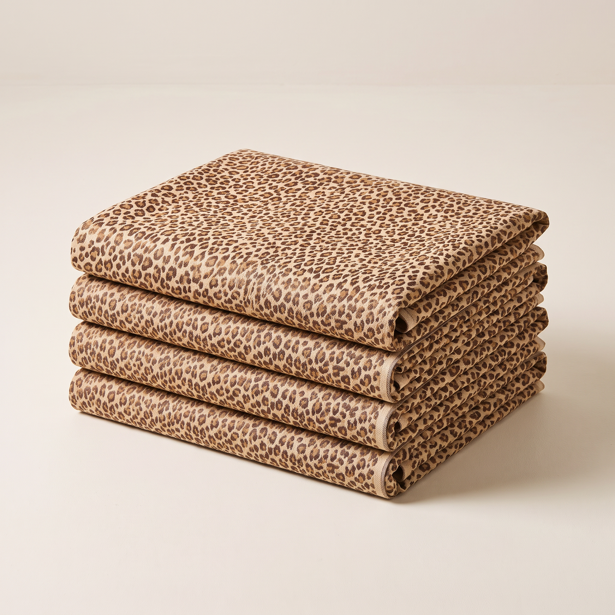 Leopard Jacquard upholstery fabric, neatly folded stack