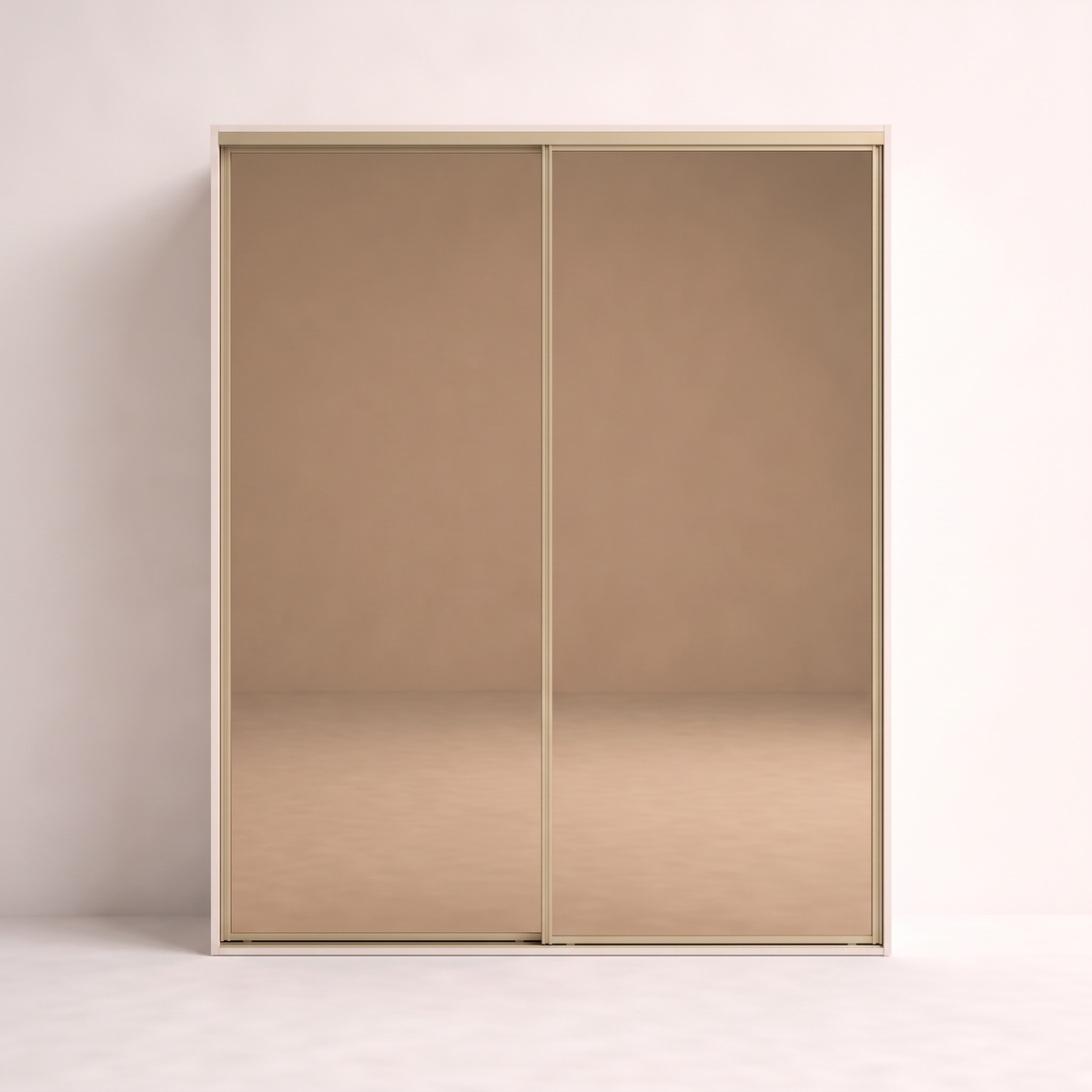 Mirage Mirror Wardrobe with two bronze mirror sliding doors, straight front view
