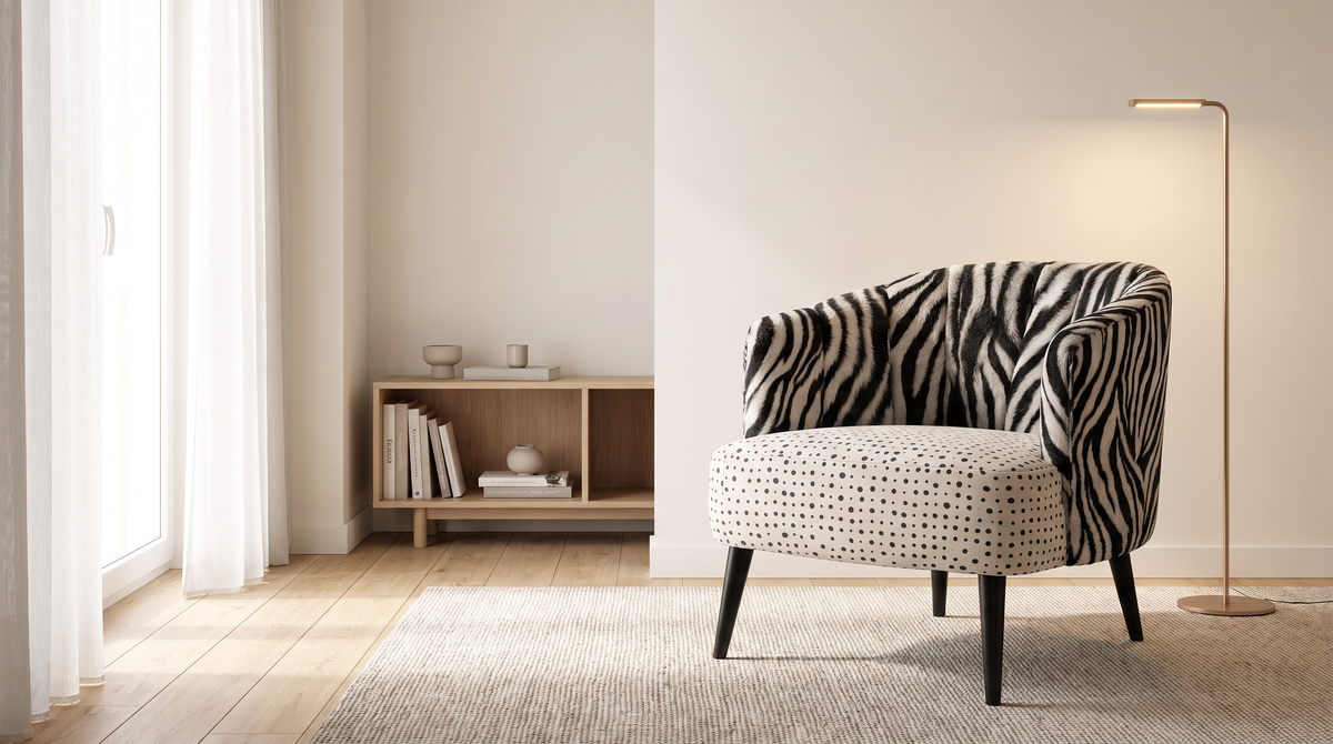 Mono Dot lounge chair styled in a calm reading corner