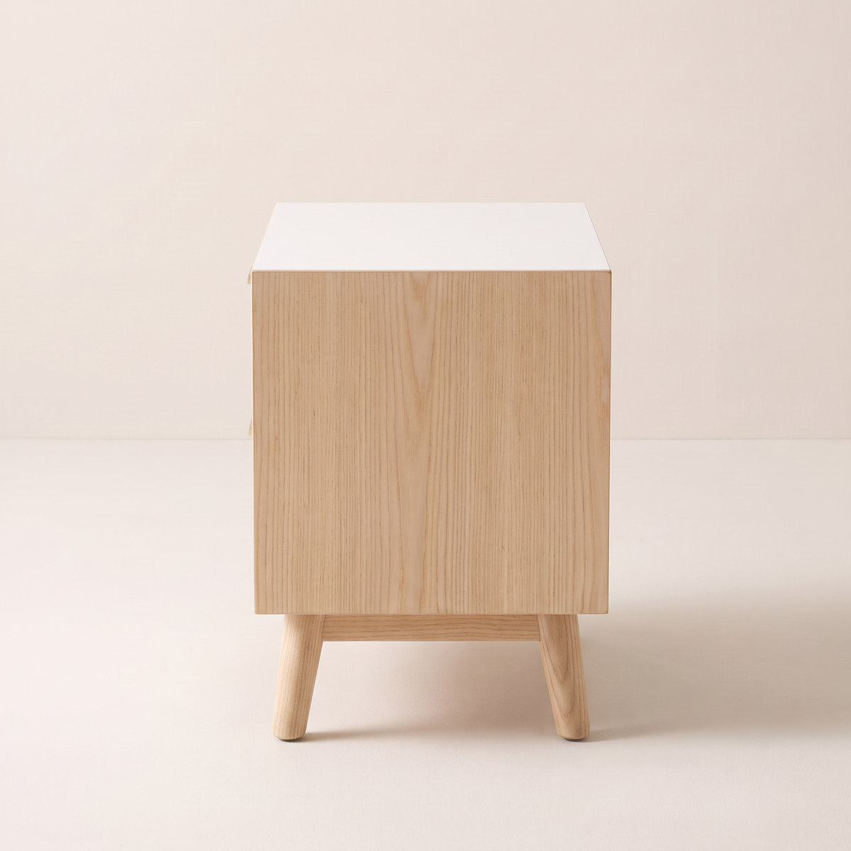 Night Stand 811 bedside table in pale ash, side profile view