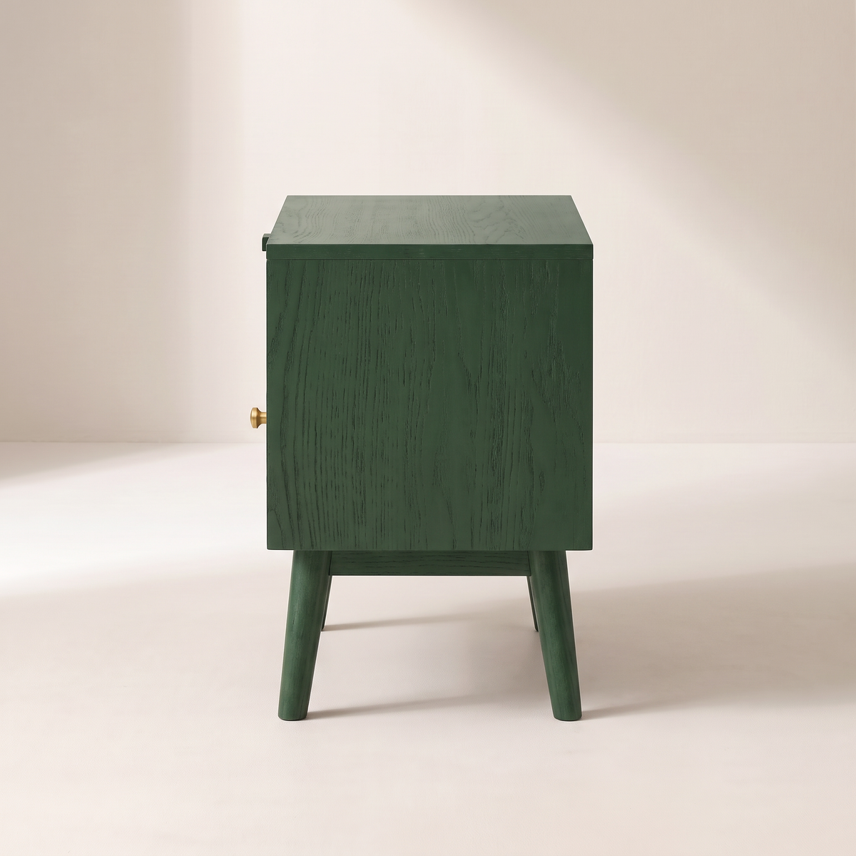 Night Stand 814 bedside table in forest green ash, side profile view