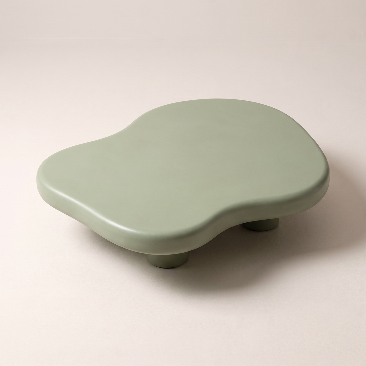 Pebble Sage coffee table free-form sage green top, elevated top view