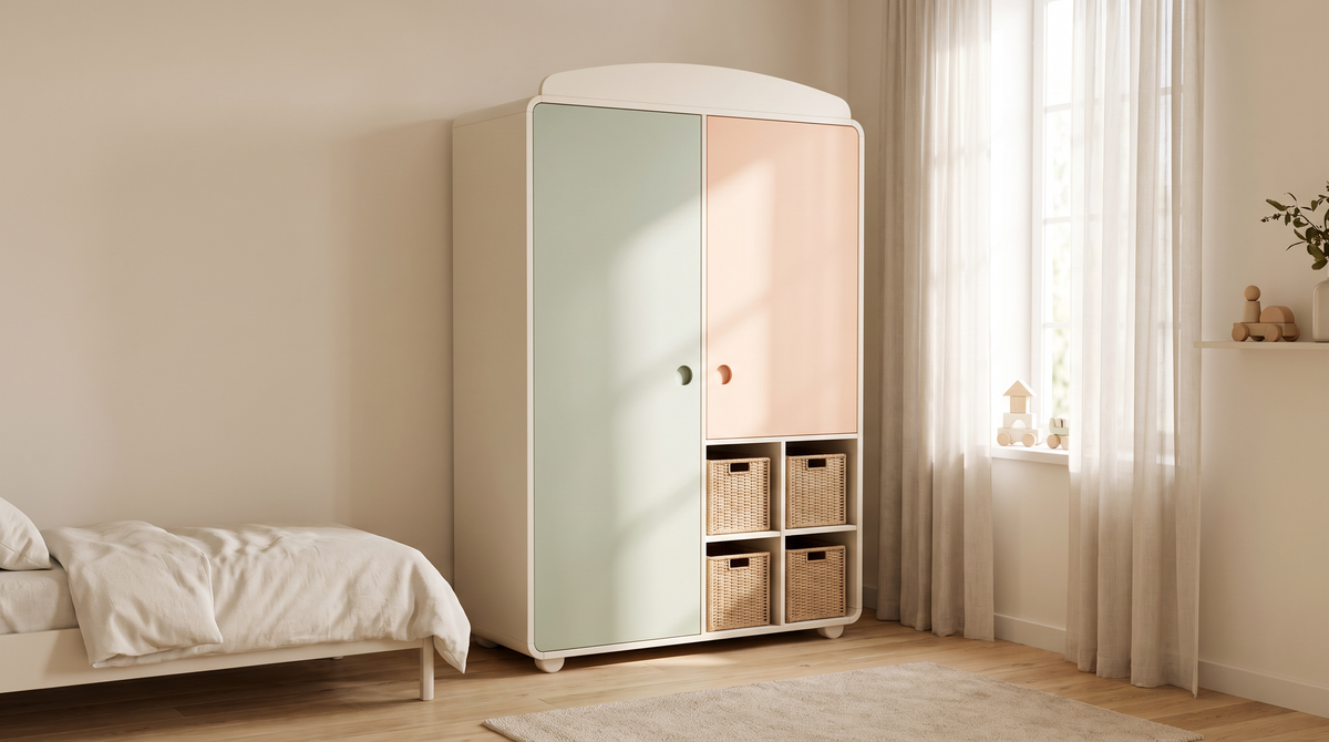 Pip Kids Wardrobe styled in a calm children's room