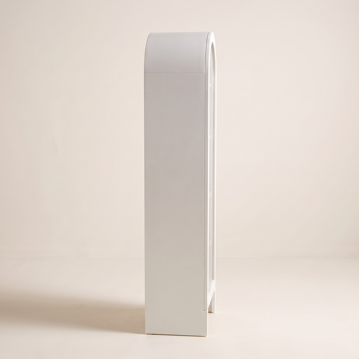 Portal Bookcase in matte white, side profile view
