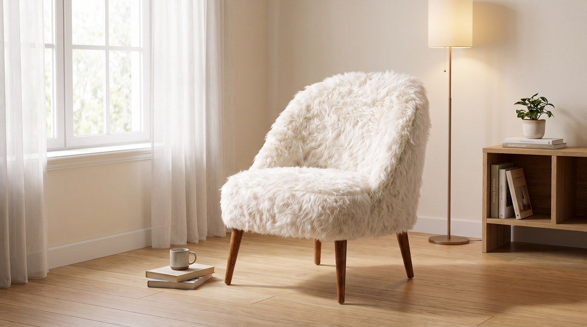 Soft Cloud lounge chair styled in a calm reading corner by a window