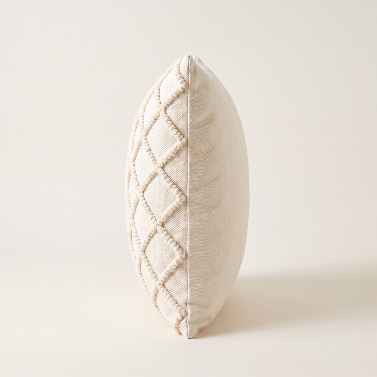 Tufted Loop Cushion edge view showing raised loops on the front and plain cotton back