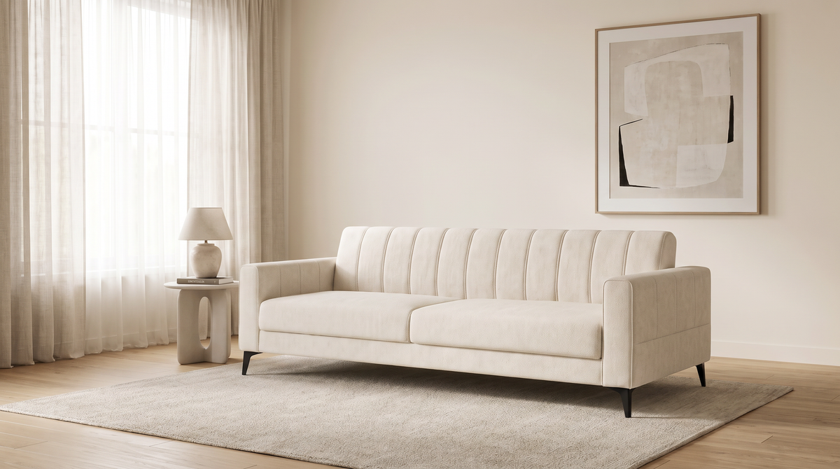 Vela Ivory sofa styled in a calm living room