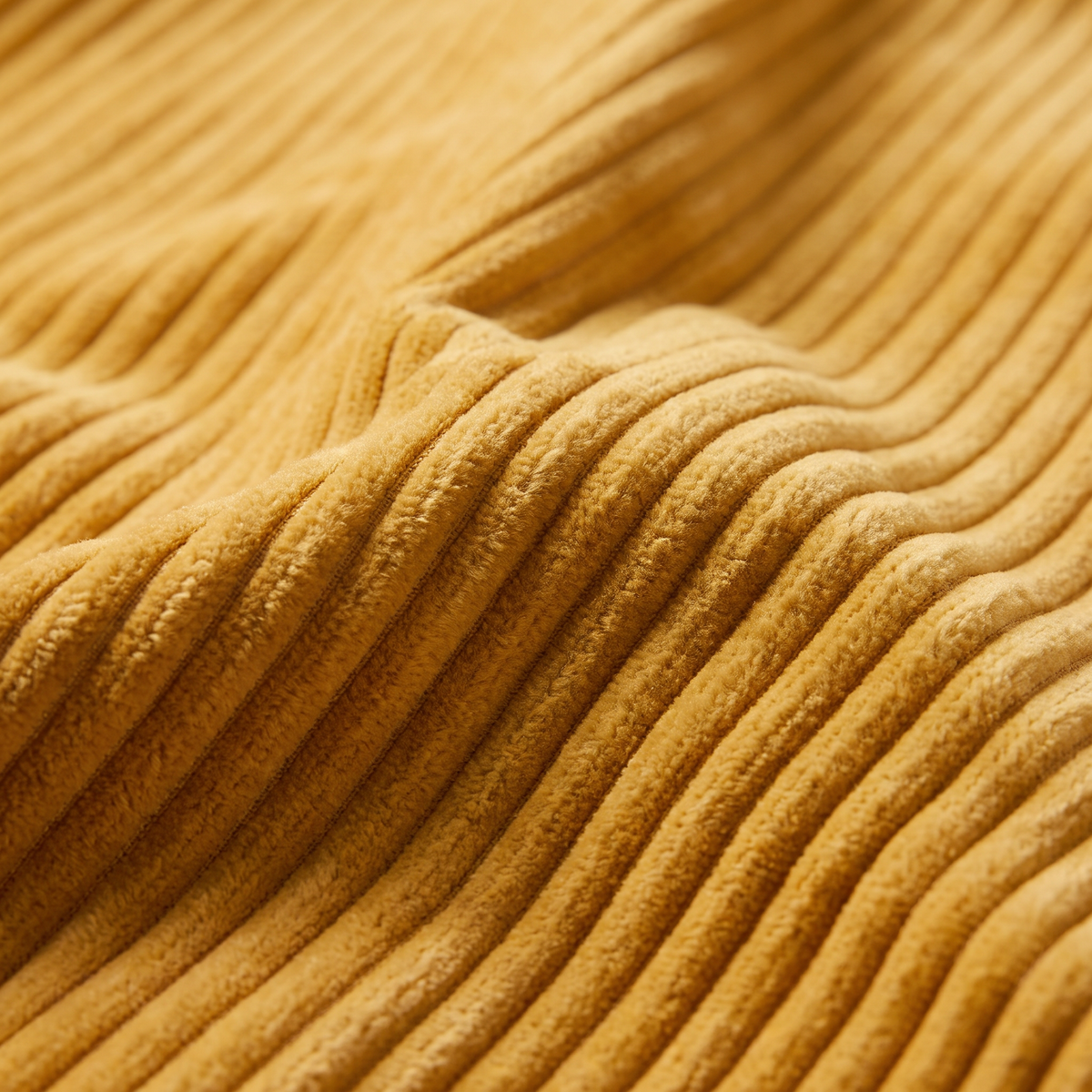 Wide Wale Corduroy upholstery fabric, macro close-up of the velvety ribs and grooves
